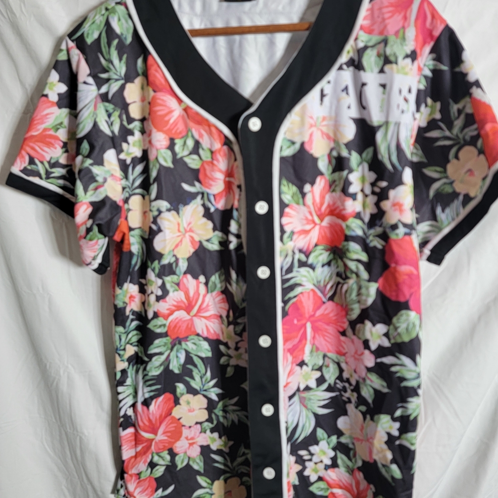 Floral Print Men's Baseball Jersey
